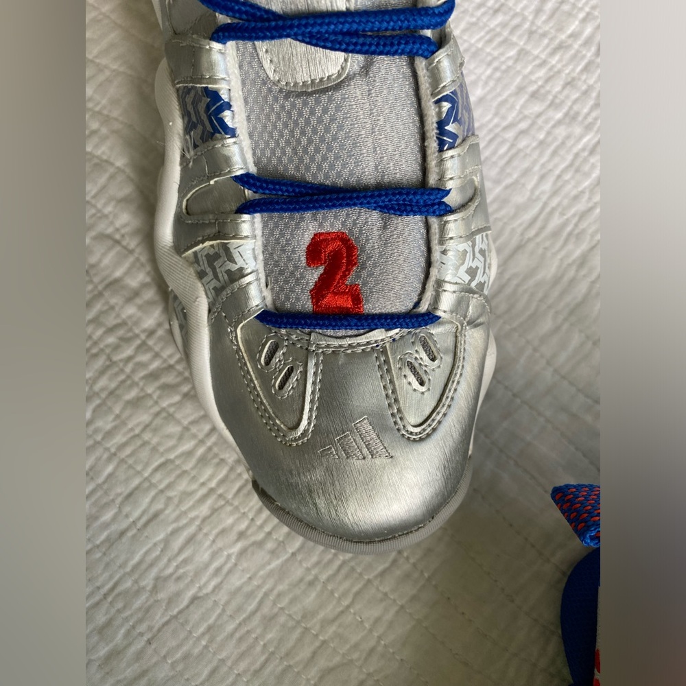 EUC Adidas Crazy 8 KB8 ‘John Wall' Sneakers (G98293) Silver/Blue Size 12 - Picture 2 of 15